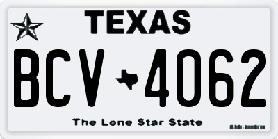 TX license plate BCV4062