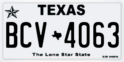 TX license plate BCV4063