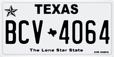 TX license plate BCV4064