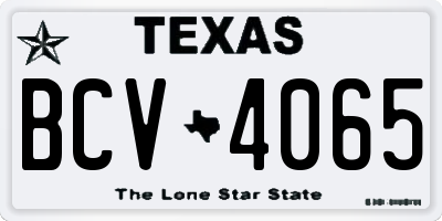 TX license plate BCV4065