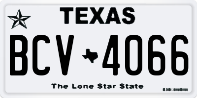 TX license plate BCV4066