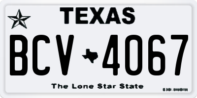 TX license plate BCV4067