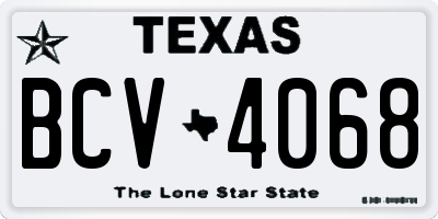 TX license plate BCV4068