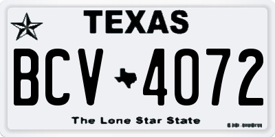 TX license plate BCV4072