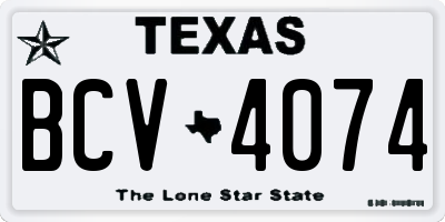 TX license plate BCV4074