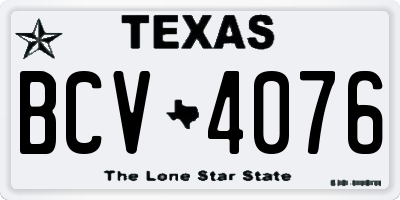 TX license plate BCV4076