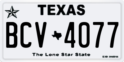 TX license plate BCV4077