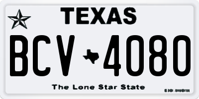 TX license plate BCV4080