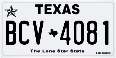 TX license plate BCV4081