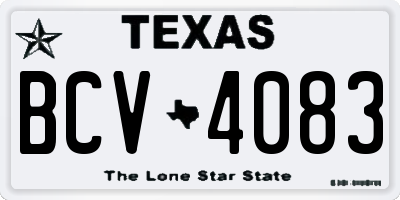 TX license plate BCV4083