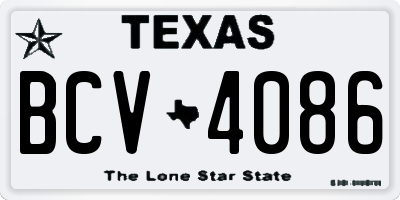 TX license plate BCV4086