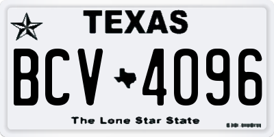 TX license plate BCV4096