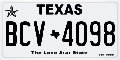 TX license plate BCV4098