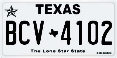 TX license plate BCV4102
