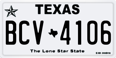 TX license plate BCV4106