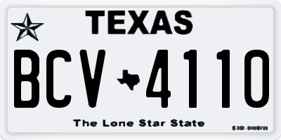 TX license plate BCV4110
