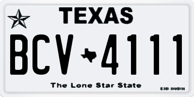 TX license plate BCV4111