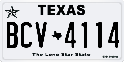 TX license plate BCV4114