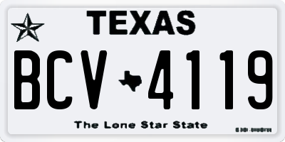 TX license plate BCV4119