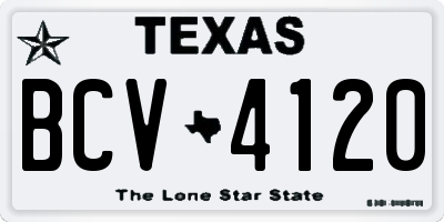 TX license plate BCV4120