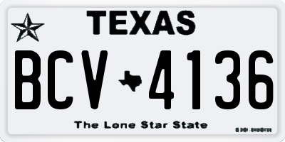 TX license plate BCV4136