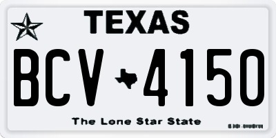 TX license plate BCV4150