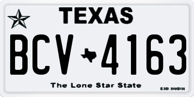 TX license plate BCV4163