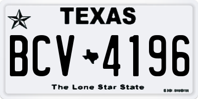 TX license plate BCV4196