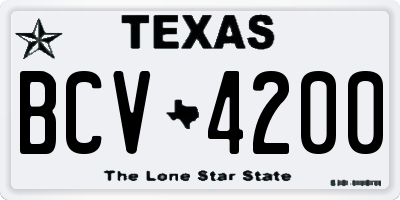 TX license plate BCV4200