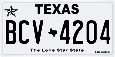 TX license plate BCV4204
