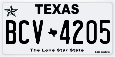 TX license plate BCV4205