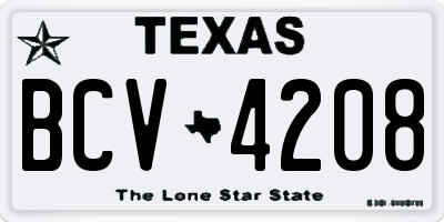 TX license plate BCV4208