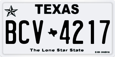 TX license plate BCV4217