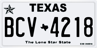TX license plate BCV4218