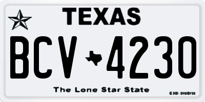 TX license plate BCV4230