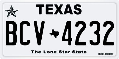 TX license plate BCV4232