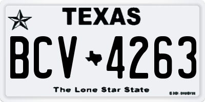 TX license plate BCV4263