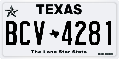 TX license plate BCV4281