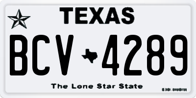 TX license plate BCV4289
