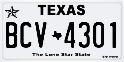 TX license plate BCV4301