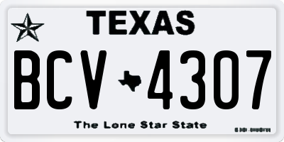 TX license plate BCV4307
