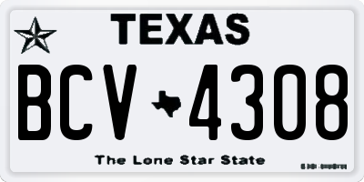 TX license plate BCV4308