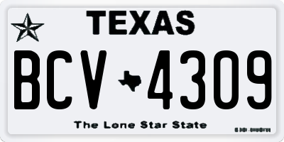 TX license plate BCV4309