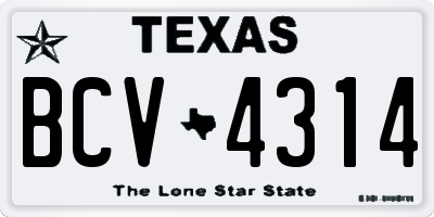 TX license plate BCV4314