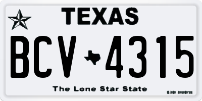 TX license plate BCV4315