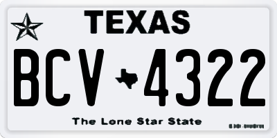 TX license plate BCV4322