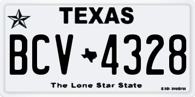 TX license plate BCV4328