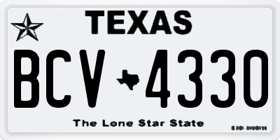 TX license plate BCV4330