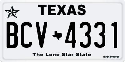 TX license plate BCV4331