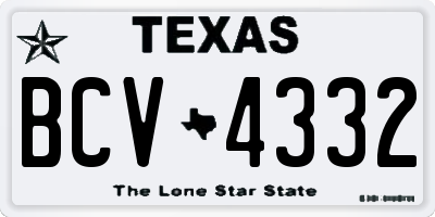 TX license plate BCV4332